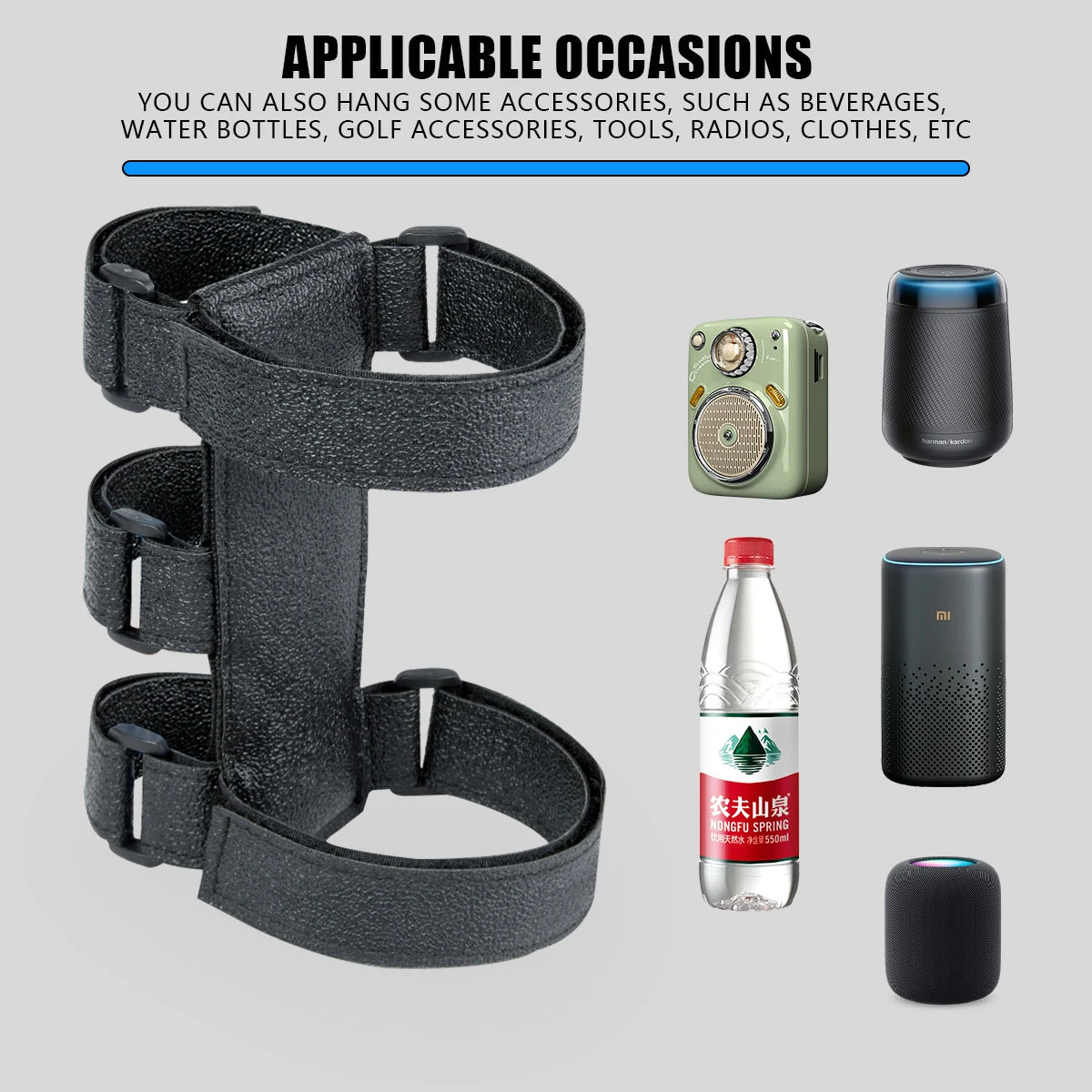 Adjustable Speaker Strap Mount for Bike, Golf Cart and Boat Rail