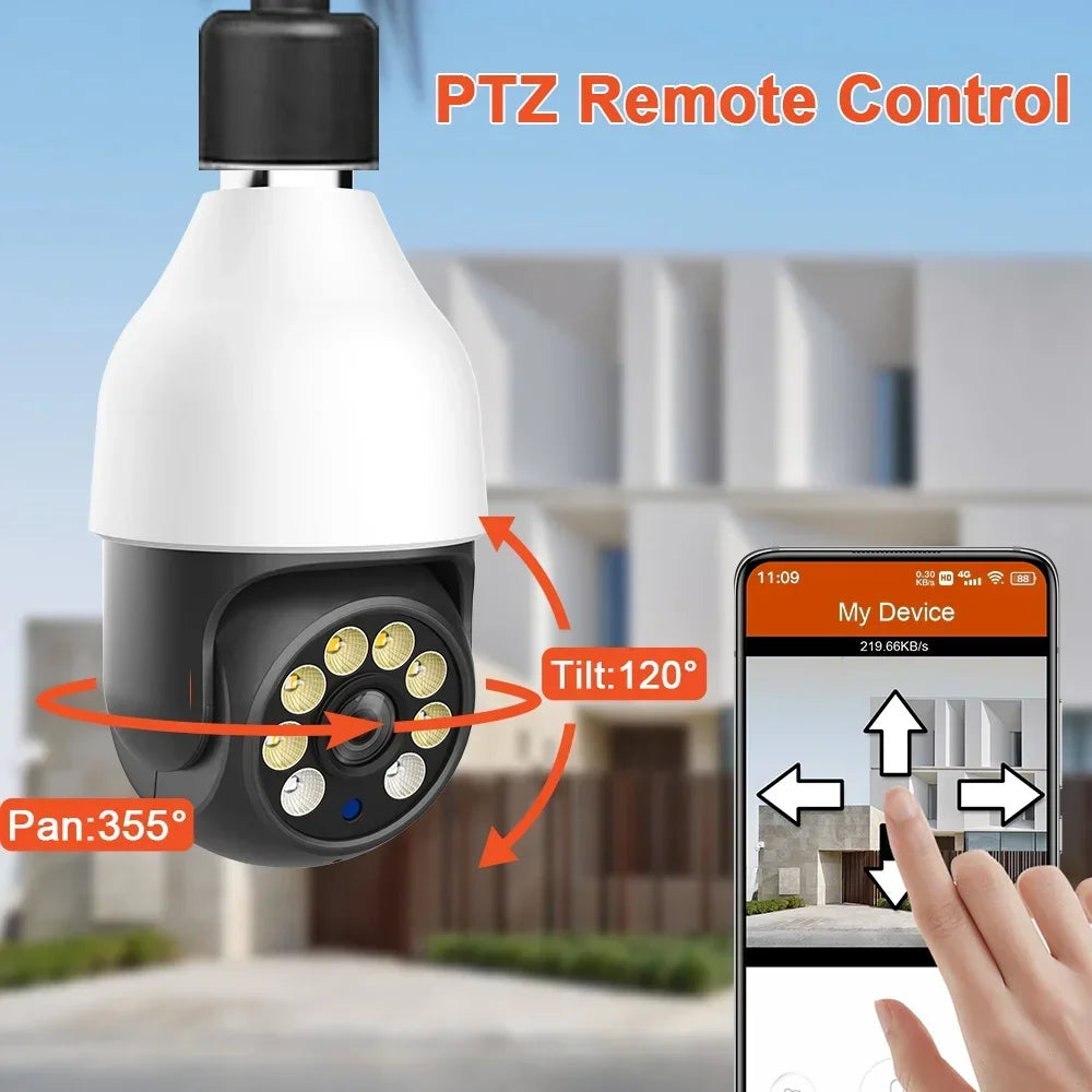 5MP E27 WiFi PTZ Bulb Security Camera