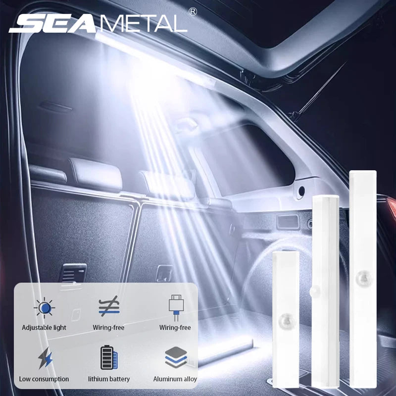 SEAMETAL Wireless Motion Sensor Light for Car Trunk USB Rechargeable Led Sensing Light 3-Color Adjustable Brightness Night Lamp