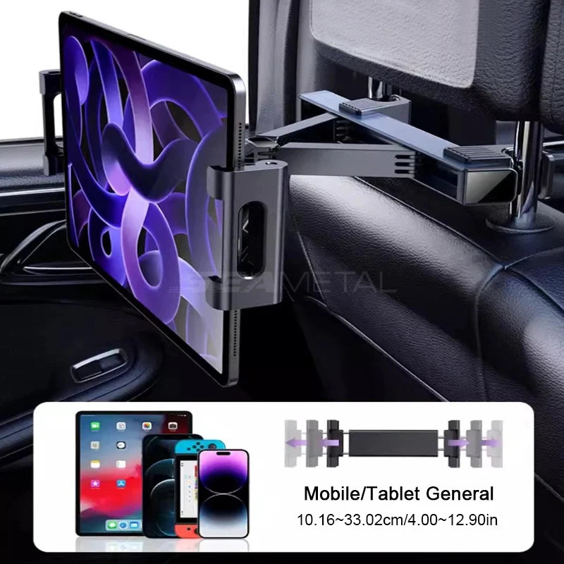 Car Rear Seat Telescopic Tablet Holder for 4-12.9 Inch Devices