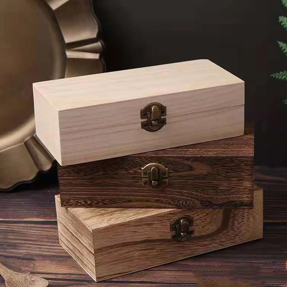 Rectangular Wooden Keepsake Box with Clasp
