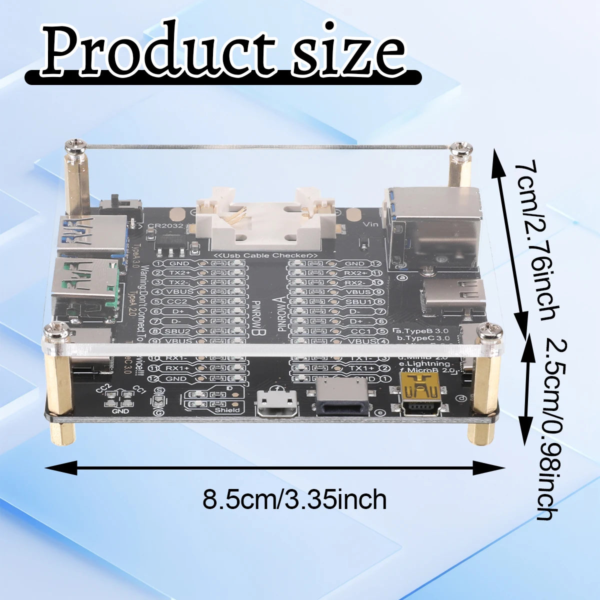 Cablu USB, linie de date, placă de test, tester de cablu USB, contact scurt, comutare on-off pentru tip-C, placă de test
