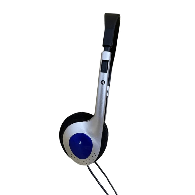 Retro Wired Headphones with 3.5 mm Jack, Silver or Blue