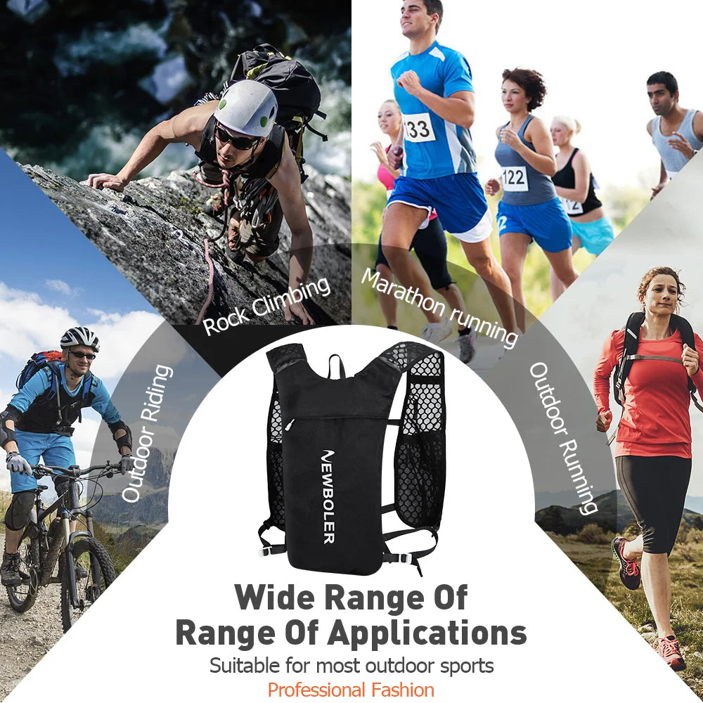 NEWBOLER Breathable Hydration Vest Trail Running Backpacks Lightweight Cycling Run Jogging Marathon Backpack Riding Climbing Bag