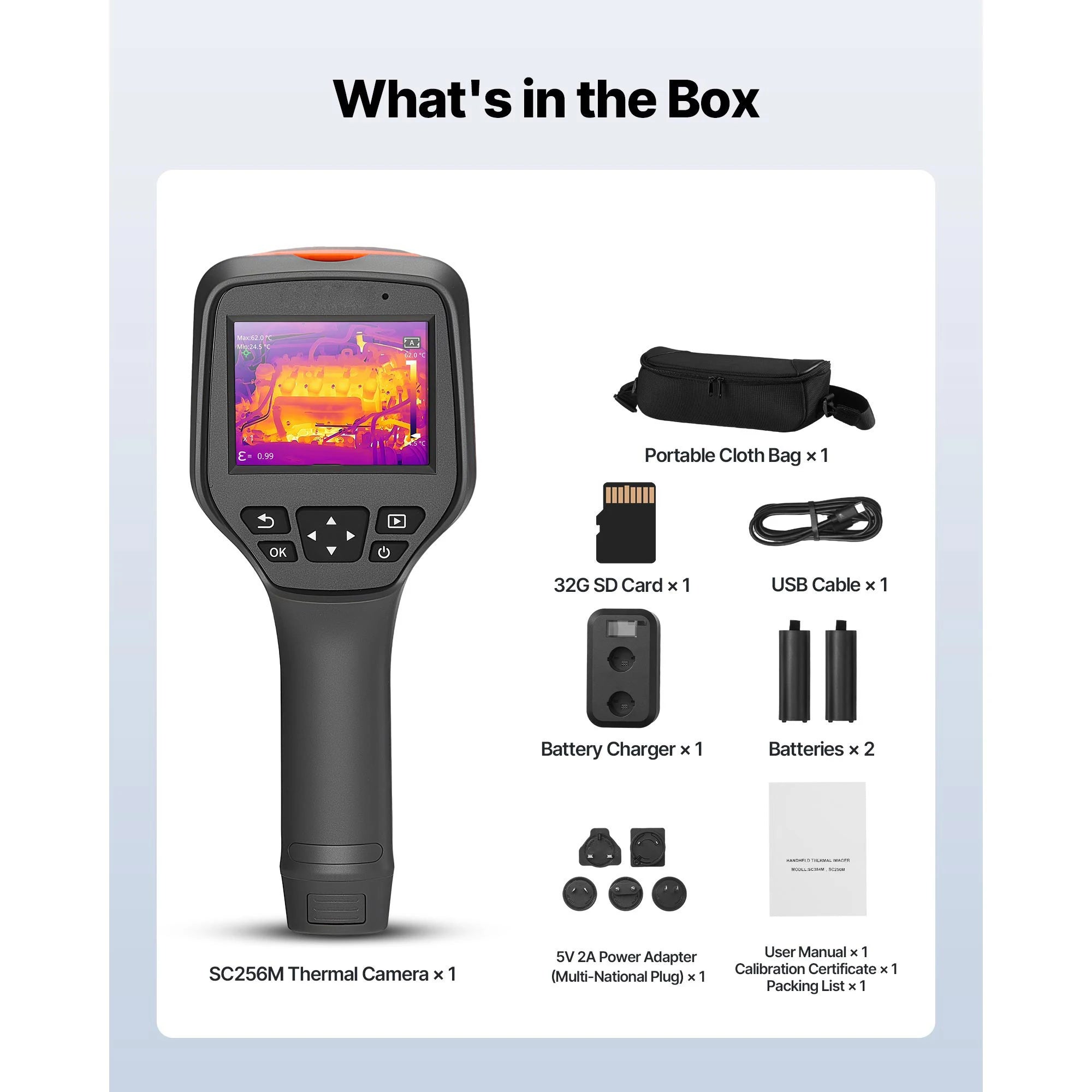 Handheld Thermal Camera 256x192 IR 2MP Visual 25Hz Imager