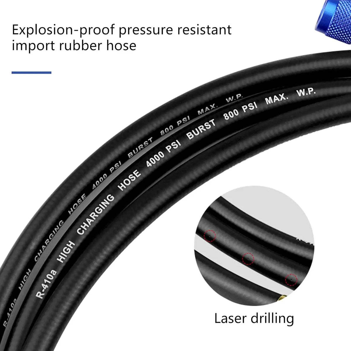 3PCS R410 Refrigerant AC Charging Hose 800-4000 PSI Working Pressure Fit HVAC Air Condition R134a R32 Refrigerant Manifold Gauge