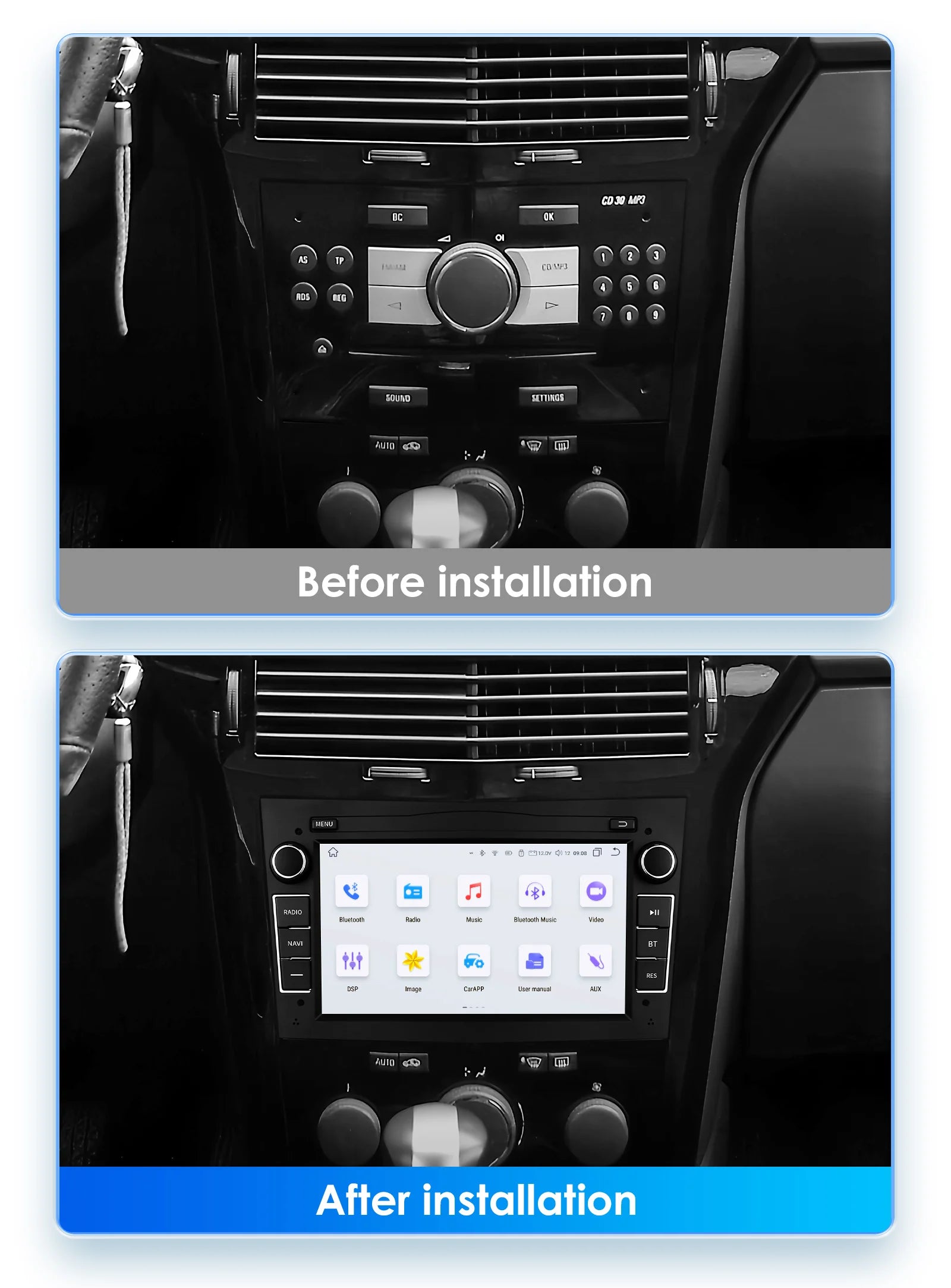 HIZPO 7-Inch Android Car Radio with CarPlay for Opel