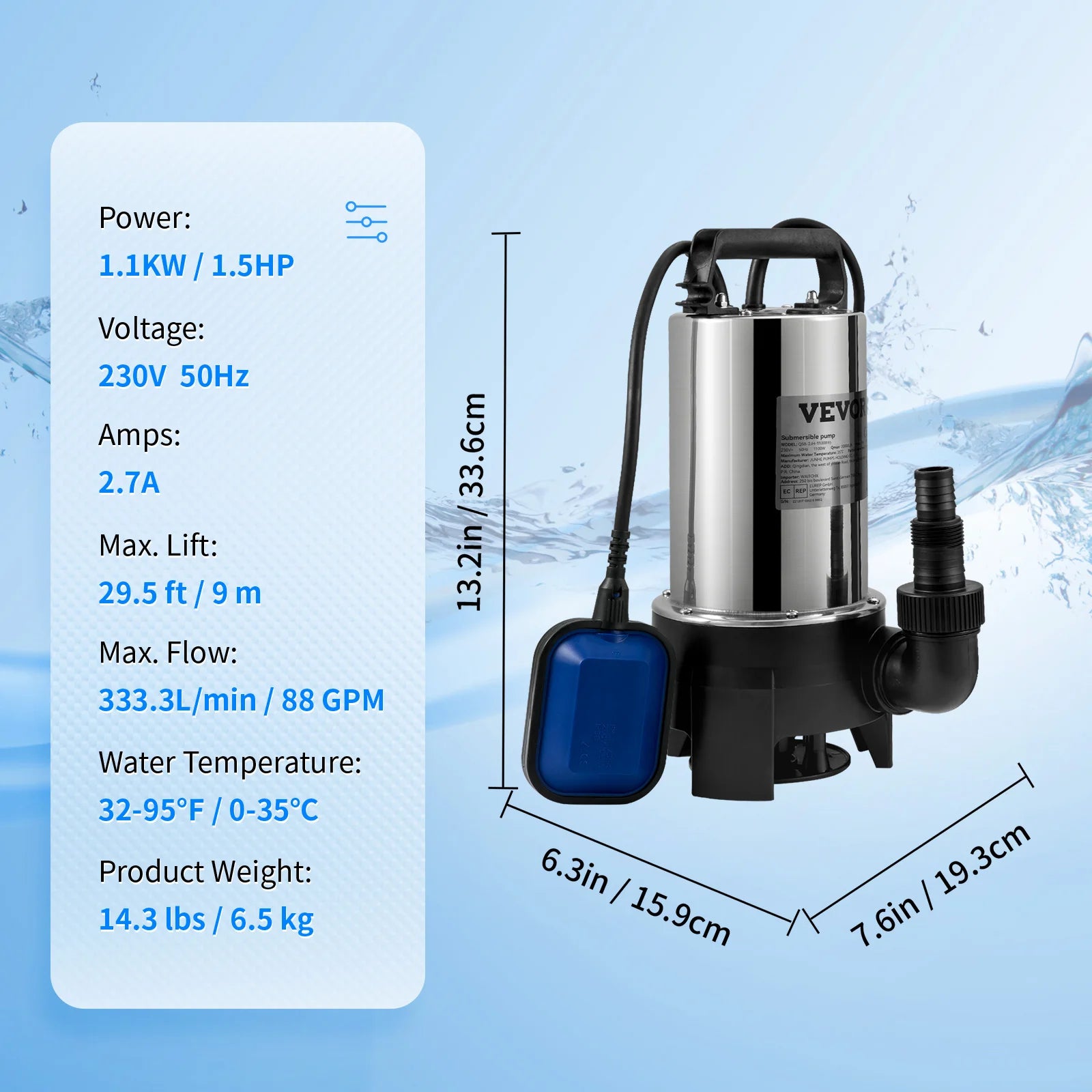 Submersible Sewage Pump for Water Drainage