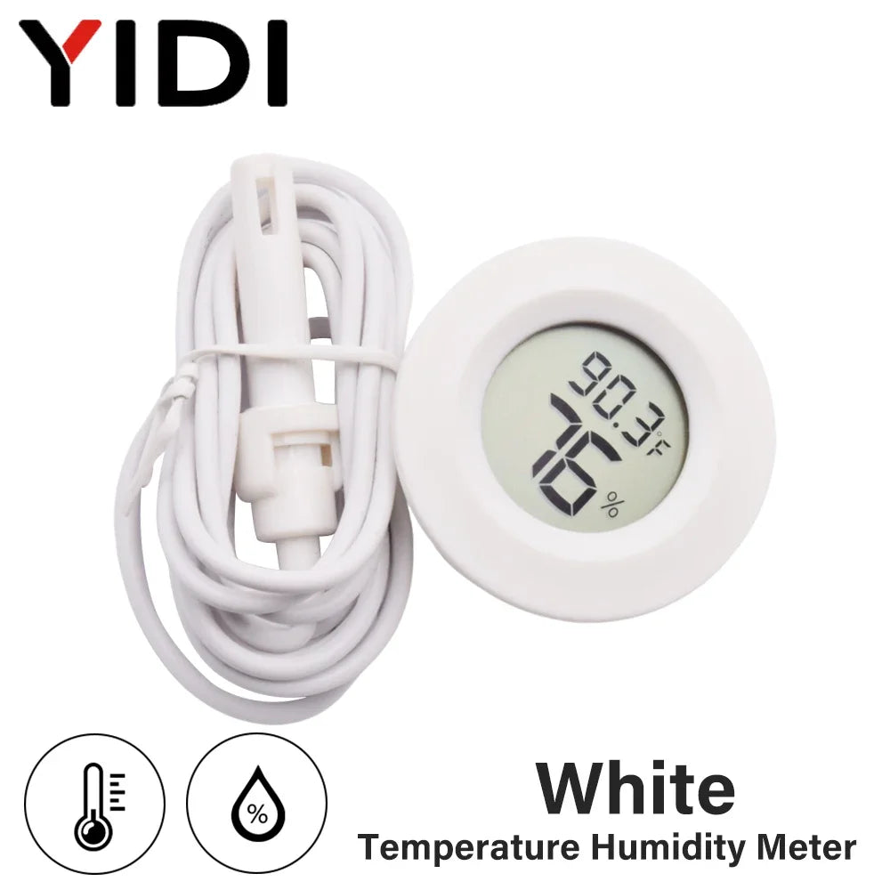 Round LCD Thermometer-Hygrometer with Probe, White