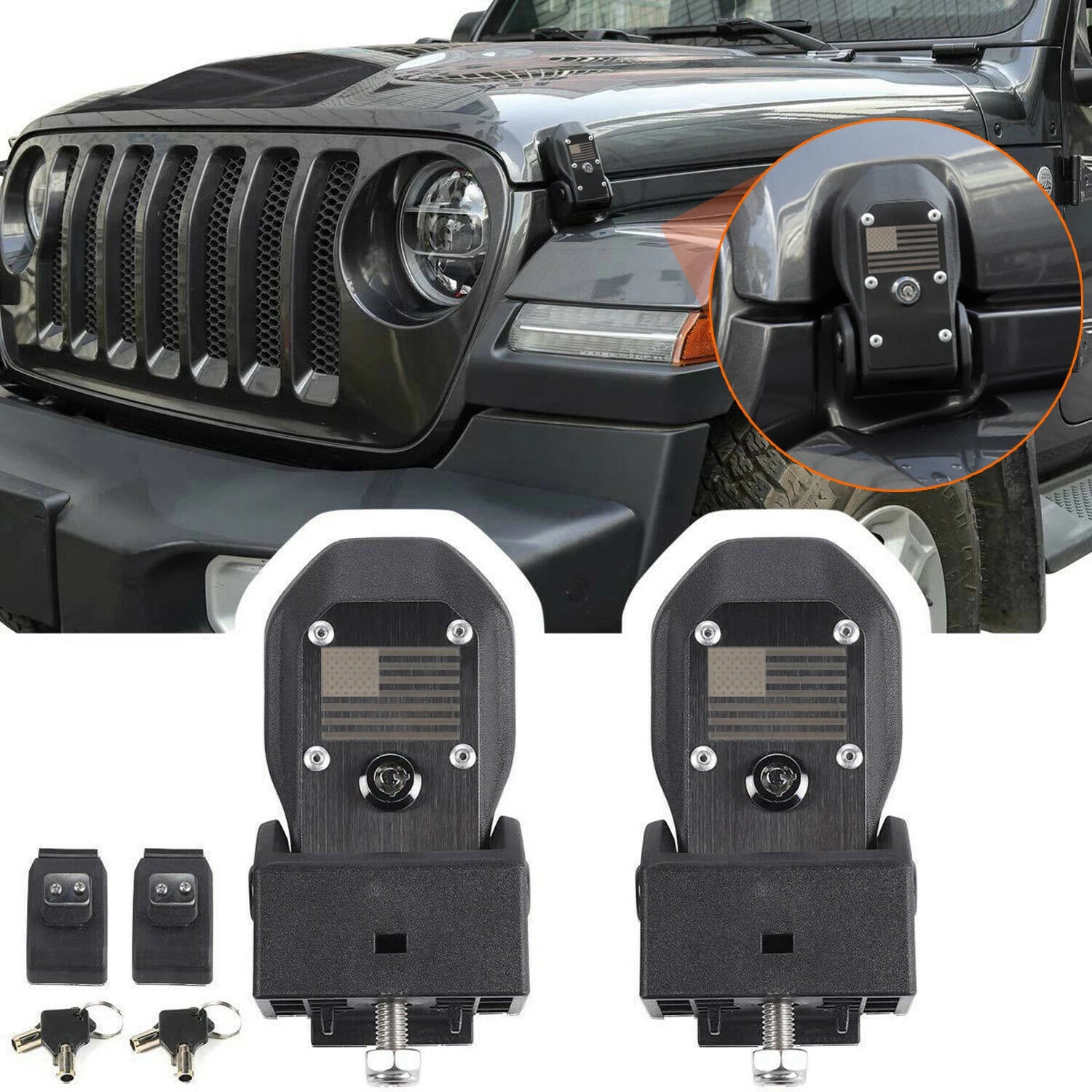 Hood Latches Lock Catch for Jeep Wrangler JL JLU 4XE Rubicon Sahara Sport Gladiator JT 2018-2025 Protection Car Accessories