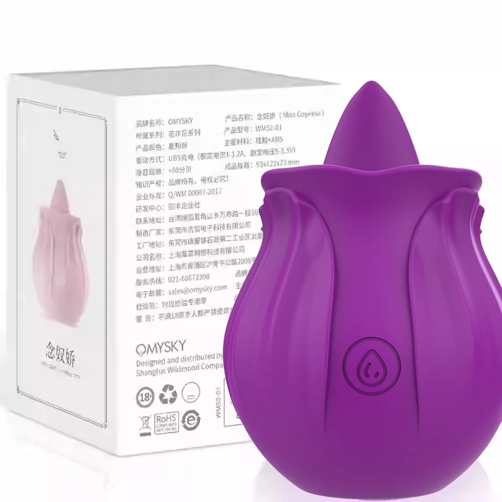 Rose Clitoral Suction & Licking Vibrator with 10 Modes