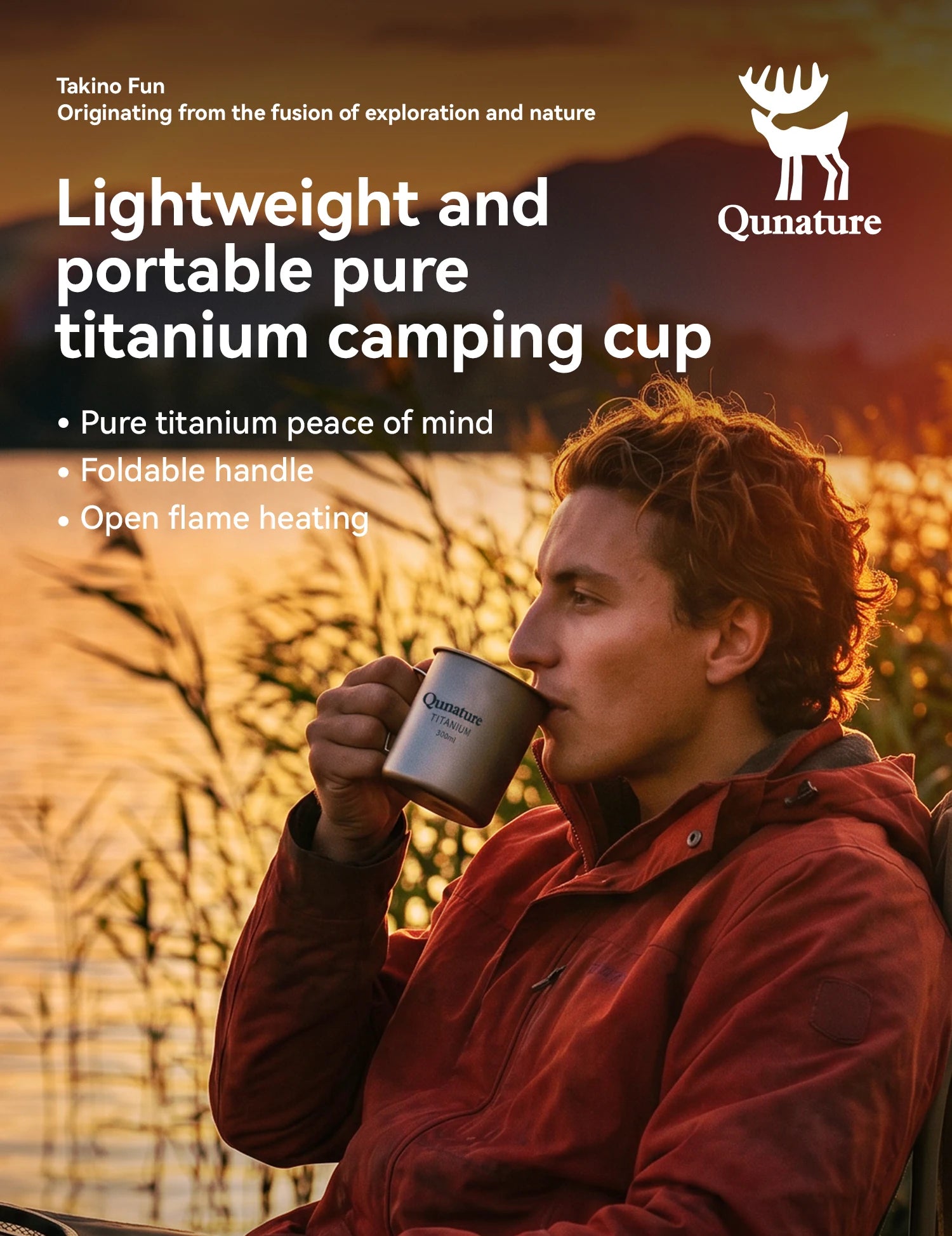Titanium Camping Mug 300ml Ultralight Cup with Handle