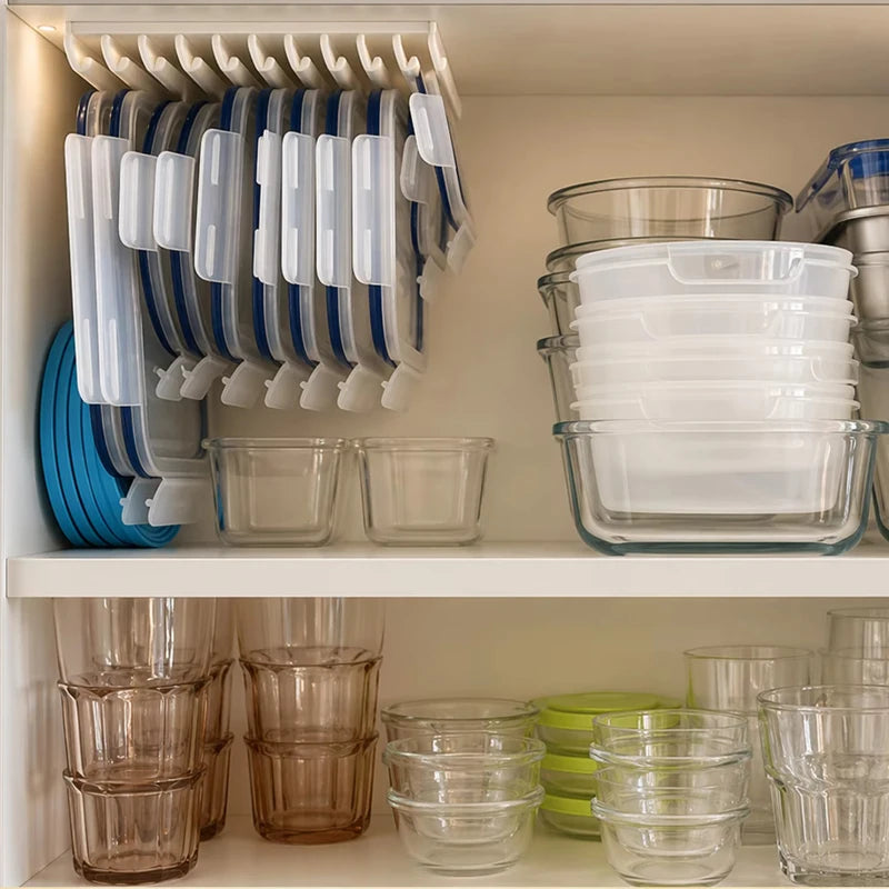 Suporte para tampas de recipientes de alimentos com cinco ranhuras
