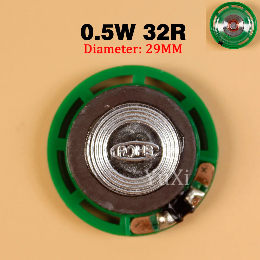 32 Ohm 0.5 W Mini Speaker, Size and Wiring Options