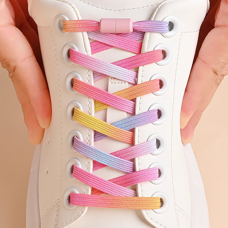 1Pair/2Pairs/4Pairs No Tie Shoe Laces Colorful Buckle Shoelaces Pearl Light Colorful Fashion Without Ties Elastic Laces Sneaker