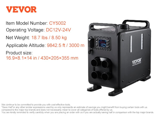 8kW Diesel Air Heater with Bluetooth Control for RVs, Vehicles & Garage