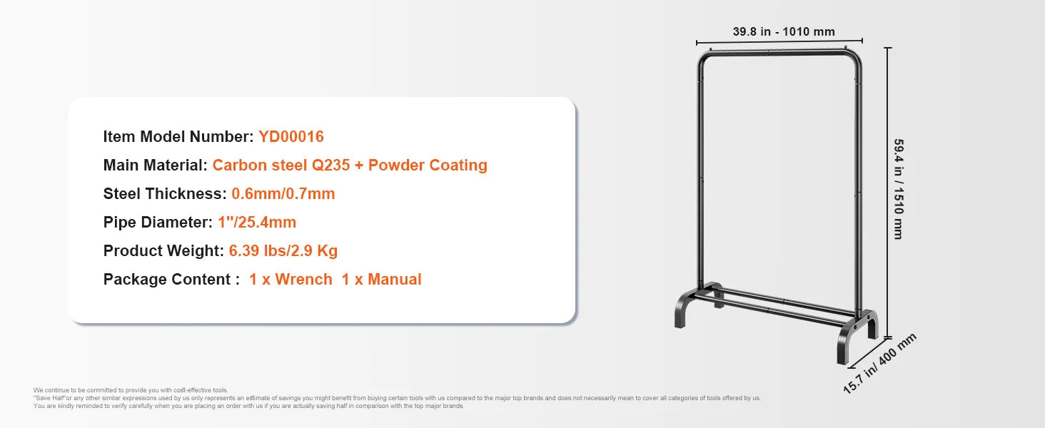 Adjustable Heavy Duty Garment Rack with Wheels & Storage Shelf