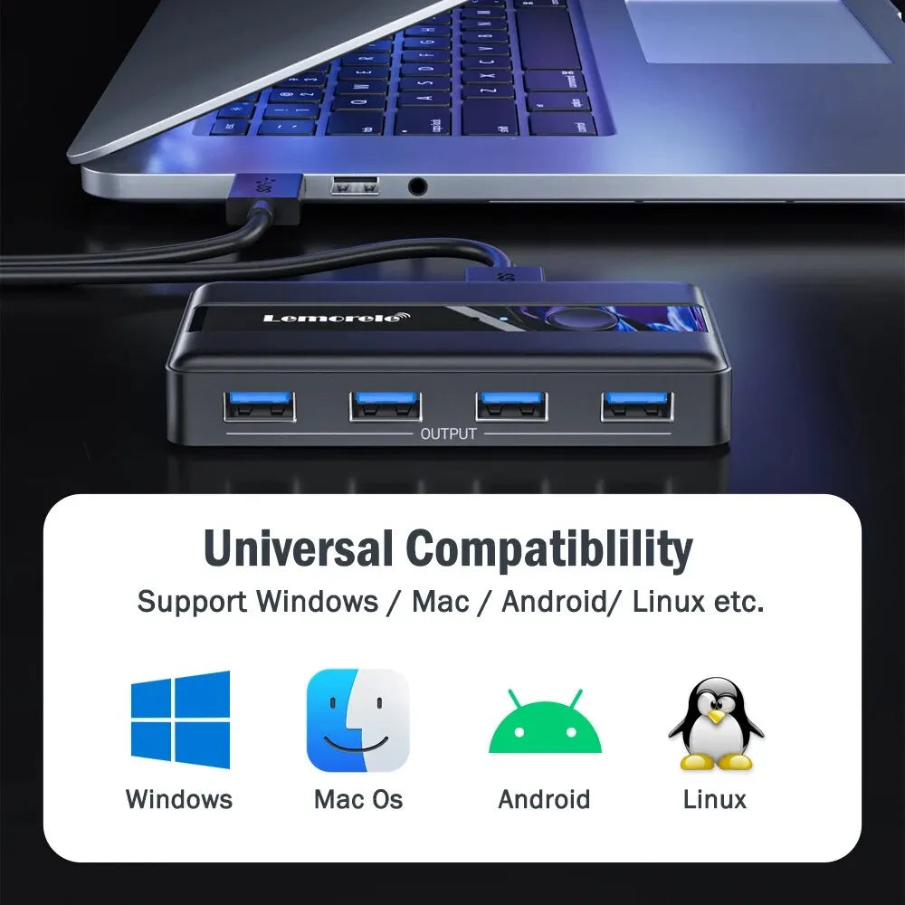 USB 3.0 превключвател за споделяне на периферни устройства между две компютри