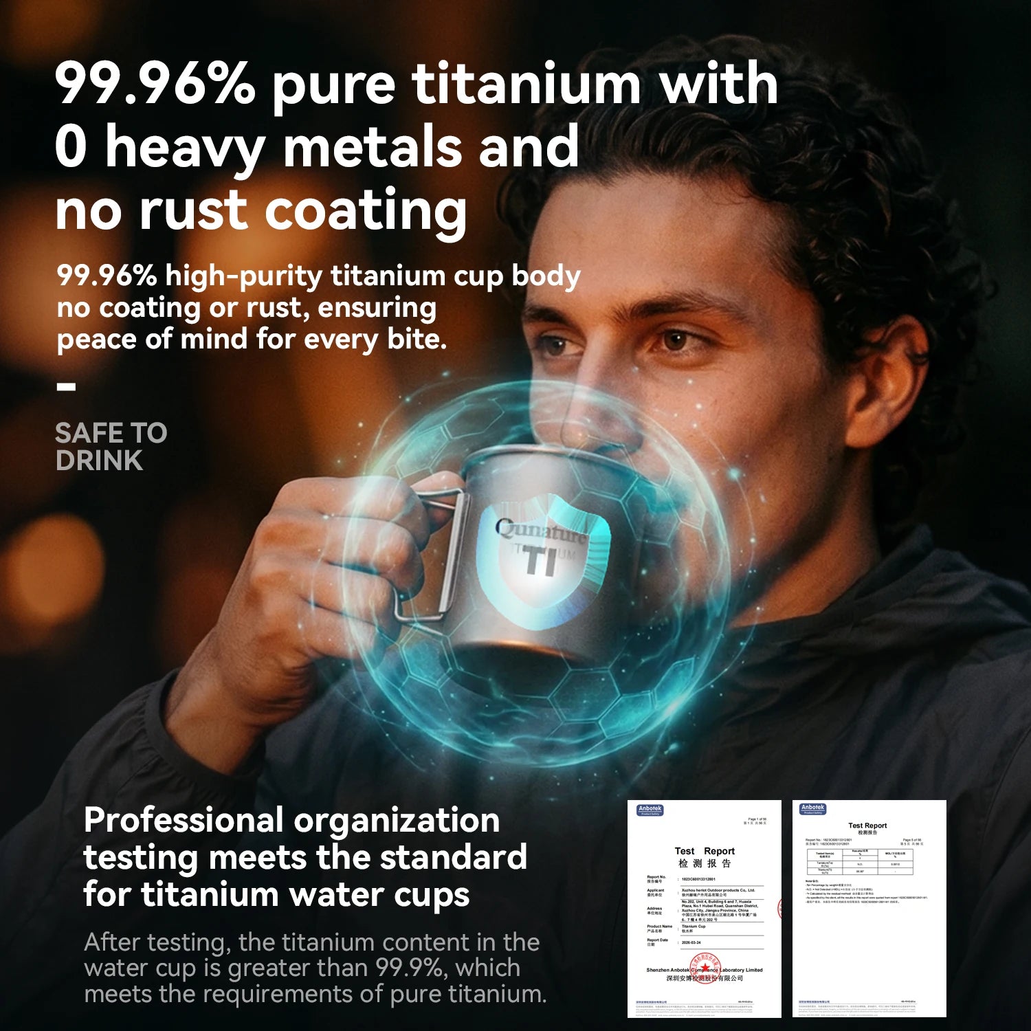 Titanium Camping Mug 300ml Ultralight Cup with Handle