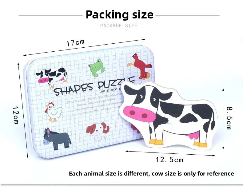 Baby Puzzle Montessori Educational Toys Wood 3D Puzzle Games Iron Box children Puzzles Jigsaw Wooden Puzzles For Kids 2 3 4 Year