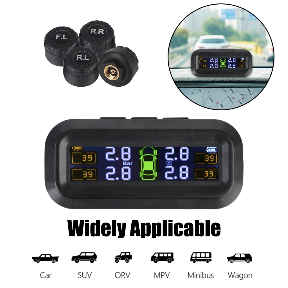 Solar TPMS Tire Pressure Monitoring System with External Sensors