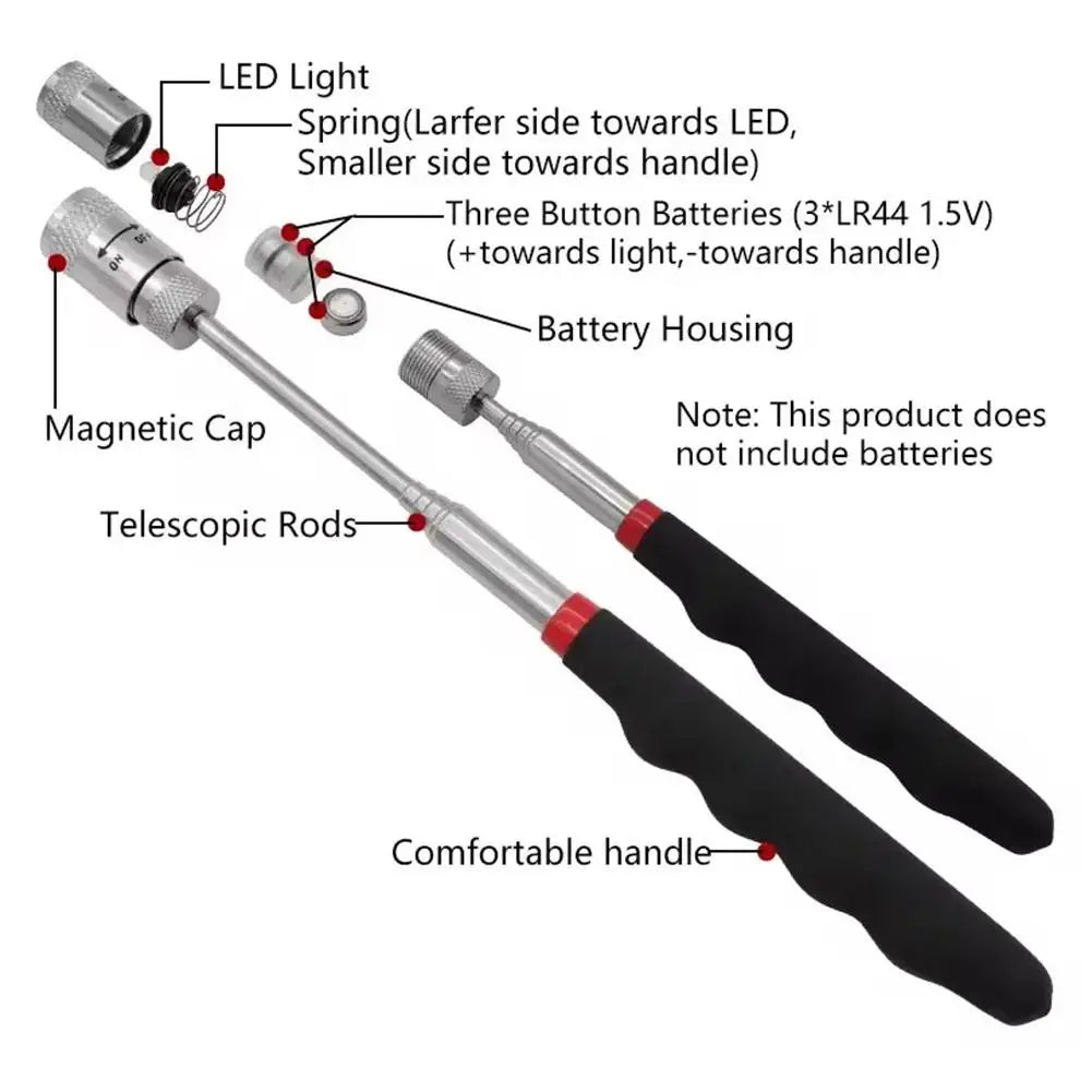 Telescopic Magnetic Pickup Tool with LED Head