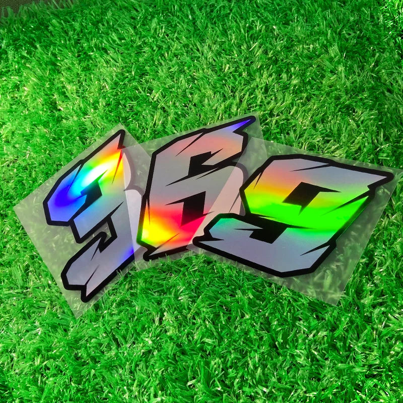 1PC Laser Number Motorcycle Stickers Waterproof Motorbike Fuel Tank Electric Scooter Bicycle Decoration Durable Vinyl Decals