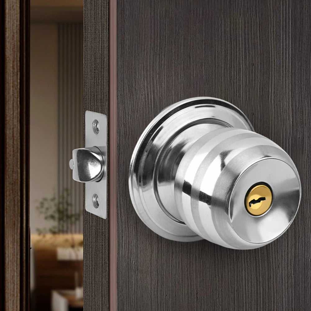 Stainless Steel Keyed Door Knob Set with 3 Keys
