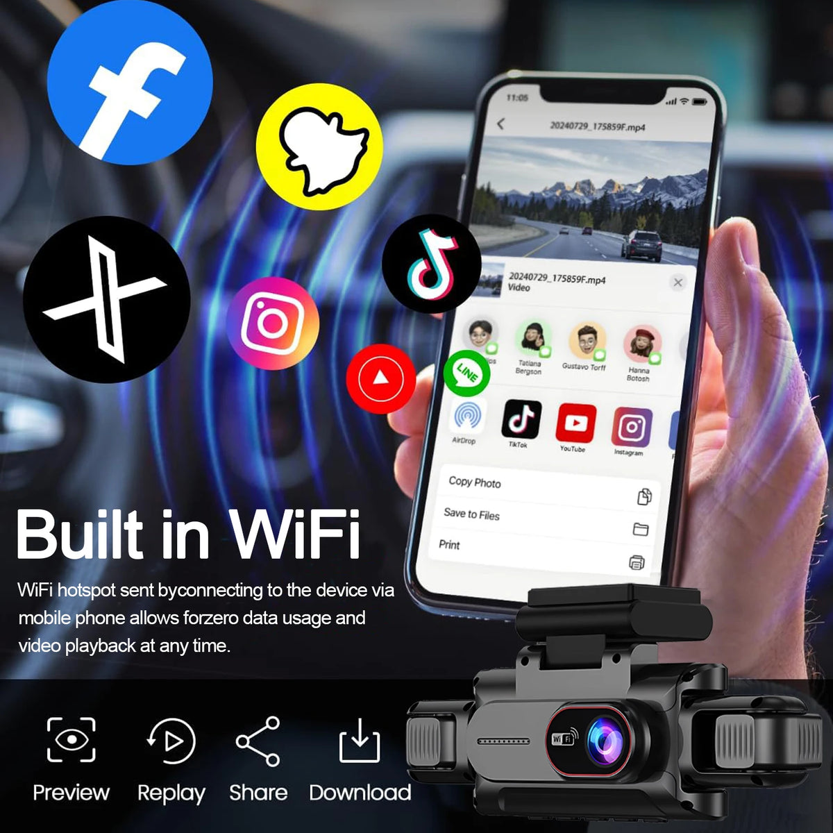Wi-Fi Multi-Lens Dash Camera - VI64 Options