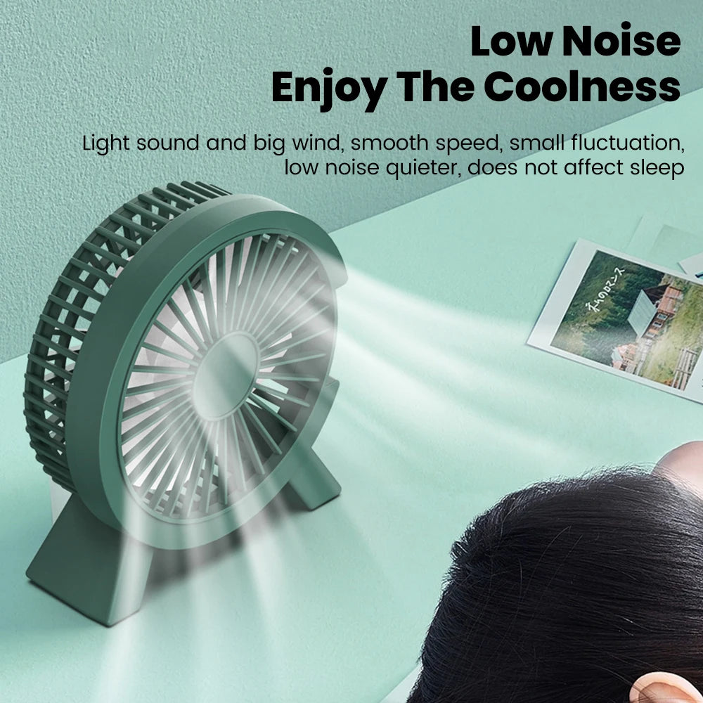 Mini USB Rechargeable Table Fan for Desk, Dorm, and Office