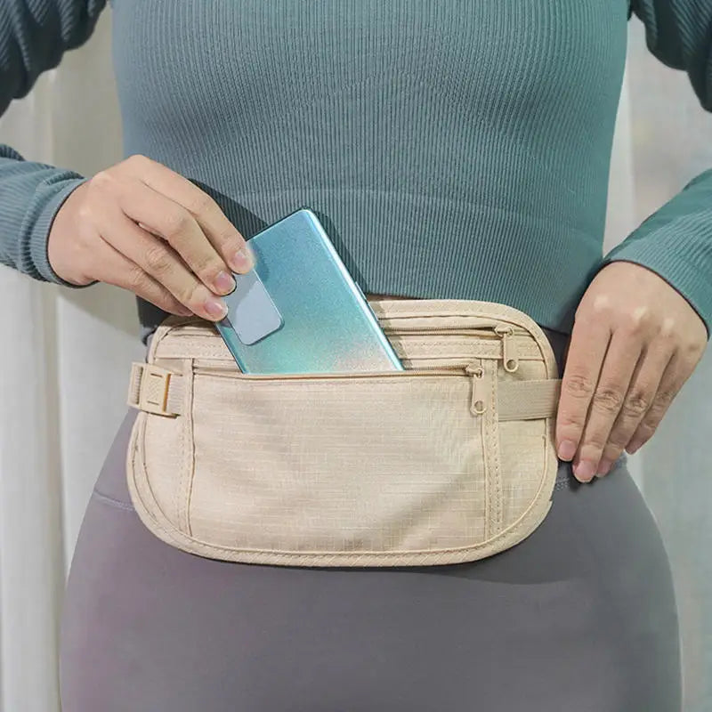 Slim RFID-blokeret pas- og pengebælte
