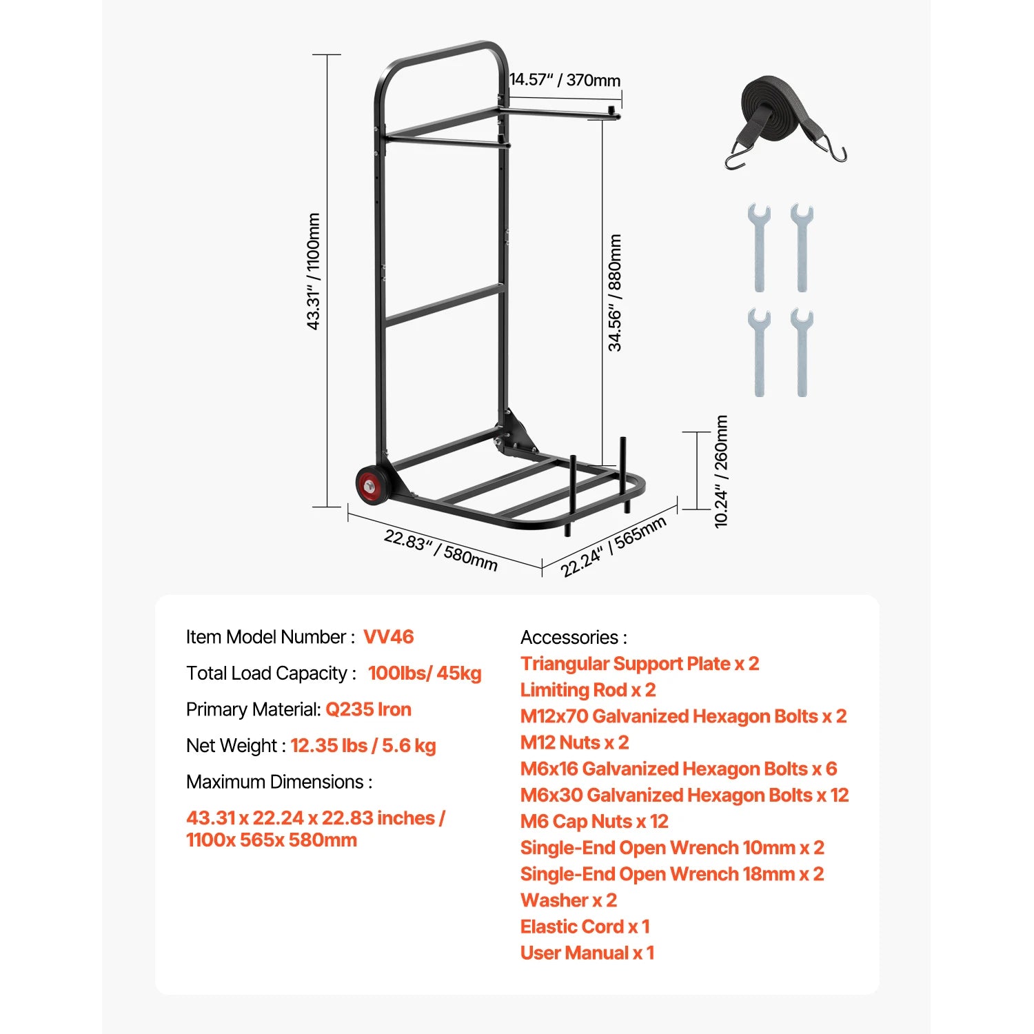 SucceBuy 100LBS Folding Chair Rack Cart Multi-Function Metal Chair Storage Dolly with Wheels Chair Holder for Hanging 10 Chairs
