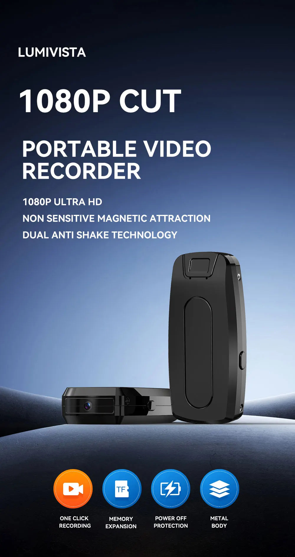 Caméra Mini Portable 1080P pour Enregistrement Clair et Discret