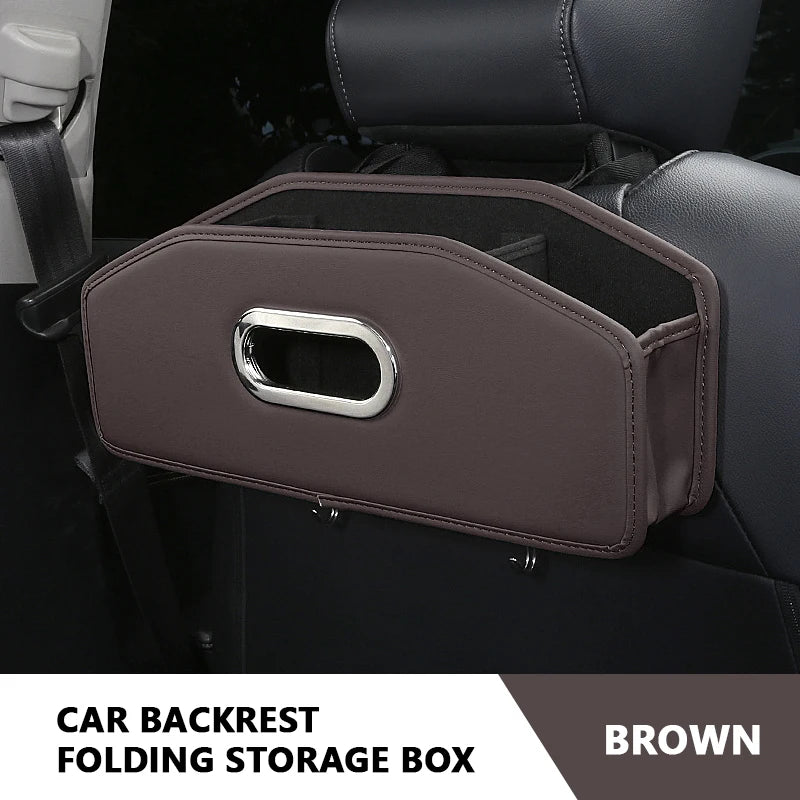 SEAMETAL Car Seat Back Organizer Multi-Functional Backseat Storage Bag for Passenger Foldable Storage Box Tissue Holder Hook