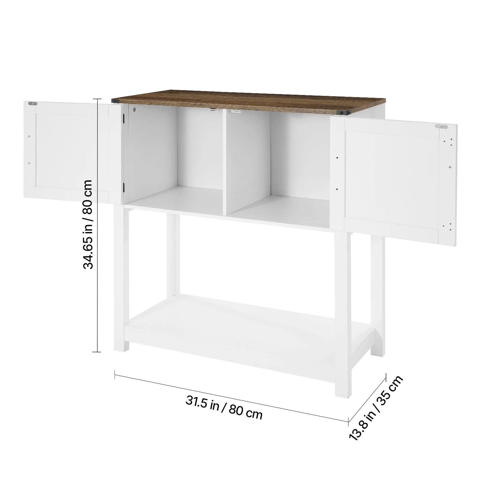 SucceBuy Coffee Bar Cabinet Farmhouse/Mid Century Coffee Bar Table Buffet Stand Cabinet for Entryway Grey/White/Walnut/Black/Oak