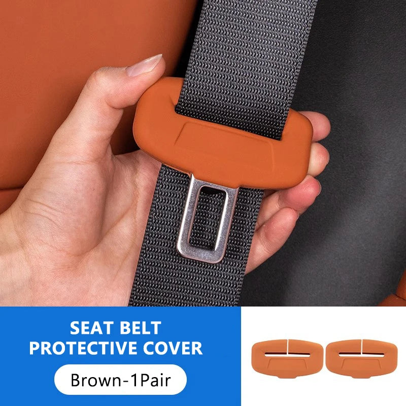 SEAMETAL 2Pcs Seat Belt Buckle Protector Full-Wrapped Rubber Seat Belt Protection Cover Buckle Cover Universal for Sedan Suv
