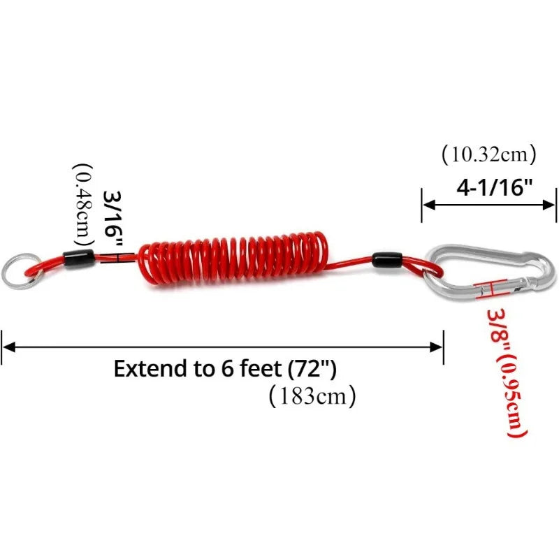 Coiled Breakaway Trailer Cable in Red Spring Steel