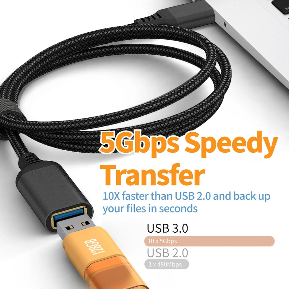 Câble de transmission de données USB 3.0 haute vitesse, mâle vers femelle, pour ordinateur, appareil photo, imprimante, extension TV et jeux vidéo, câble tressé en nylon