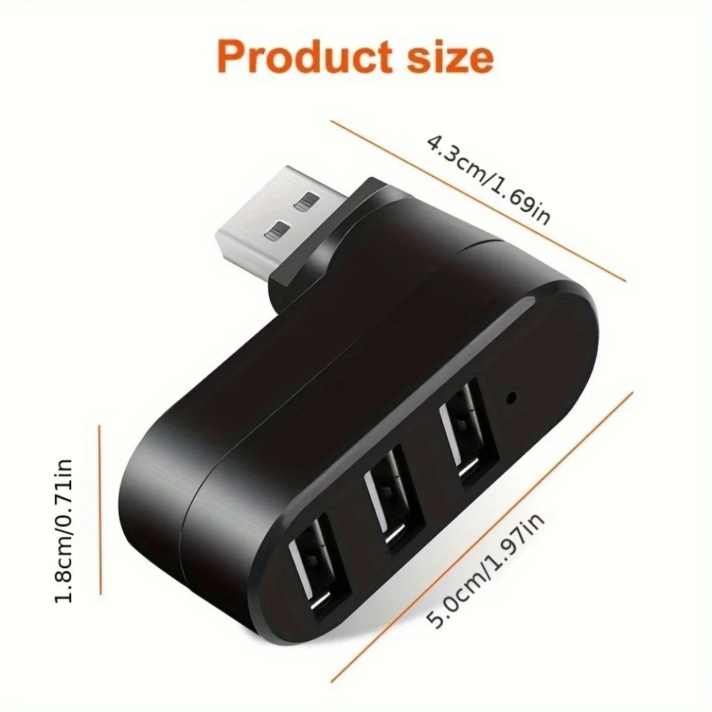 Drehbarer USB-2.0-Hub mit drei Anschlüssen