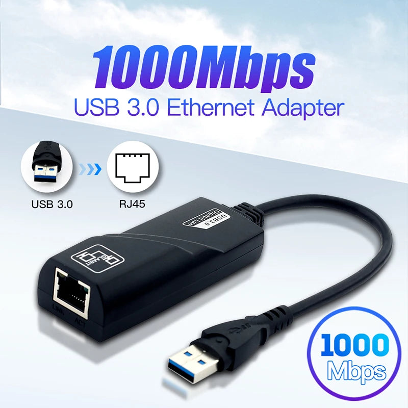 Gigabit USB to RJ45 Ethernet Adapter, Plug Options
