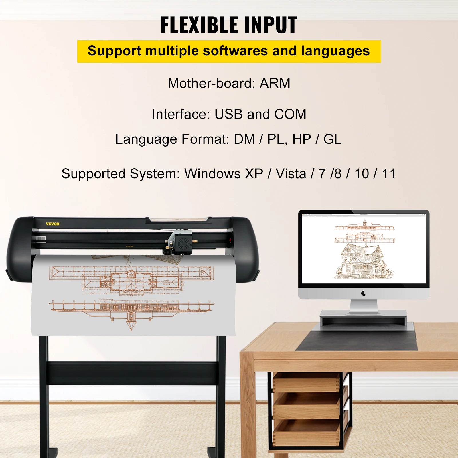 28-Inch Vinyl Cutter Plotter with Adjustable Speed & Force Kit