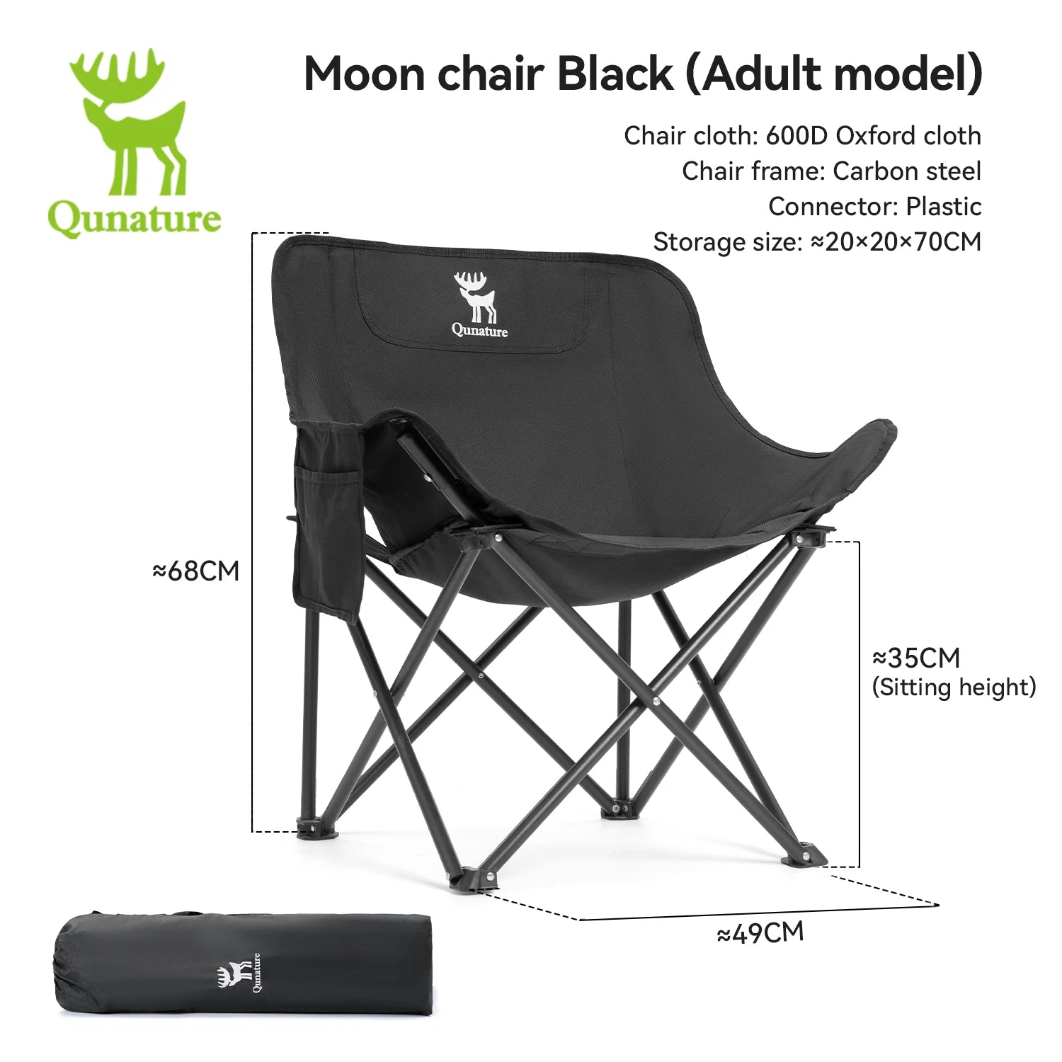 Folding Camping Chair Portable Steel Frame Picnic & Travel Seat