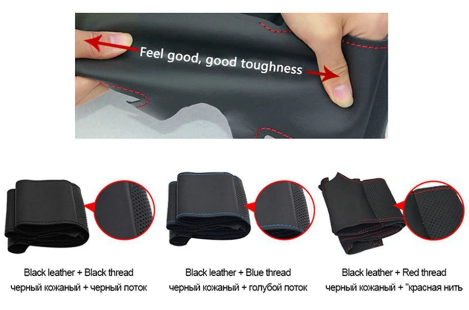 Car Steering Wheel Braid Cover Black Artificial Leather For Volkswagen VW Golf 7 Mk7 Touran Up New Polo Jetta Passat B8 Tiguan