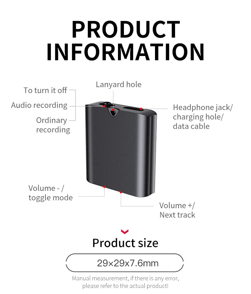 Powerful UltraThin Mini Sound Recorder Gadget Professional Safety Encryption Discreet Listening Device Portable Mp3 Player Espia