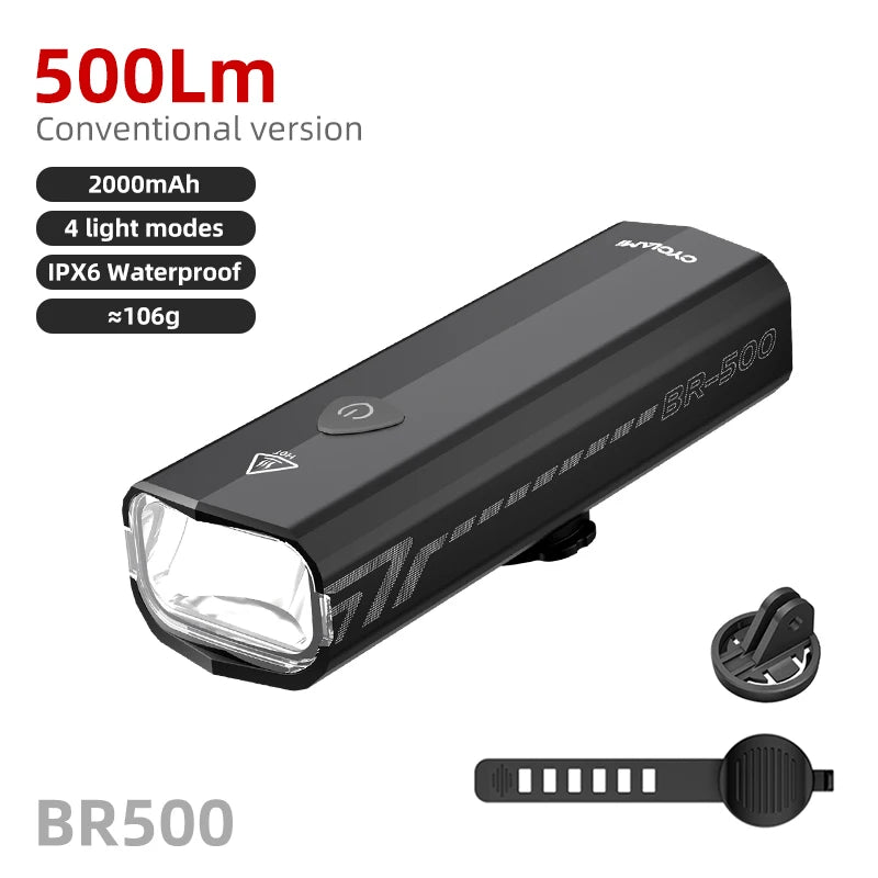 CYCLAMI Bicycle Front Light 500LM Bike Light 2000mAh Waterproof Headlights Flashlight Type-C Charging MTB Road Cycling Lamp