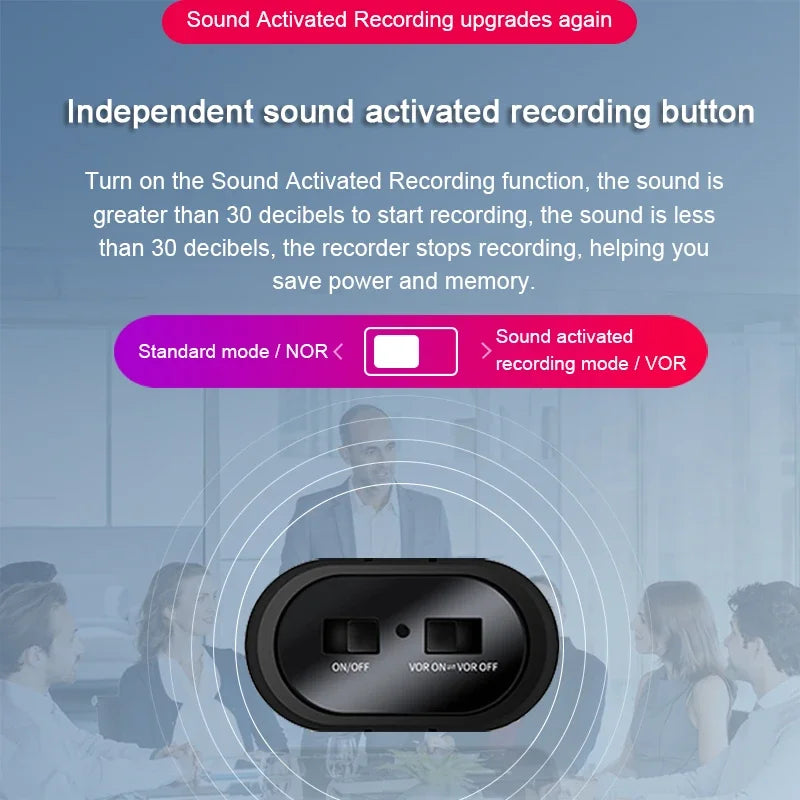 Mini Voice Activated Recorder 500hours Digital Recording Device Professional Sound Dictaphone Listening Audio Micro Record Small