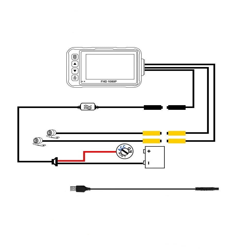 3 Inch Motorcycle Camera DVR Waterproof Motorcycle Dashcam Front & Rear Camera Video Recorder Black Night Vision Box