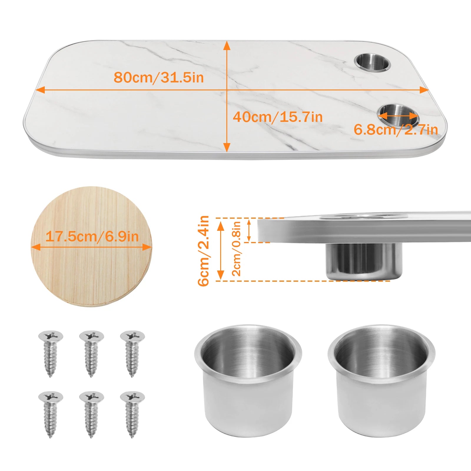 RV Camping Table Set with Cup Holders and Adjustable Legs