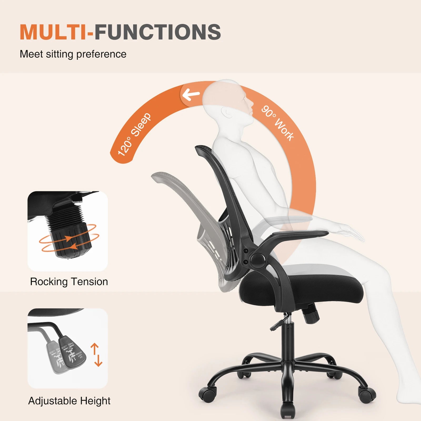 Ergonomic Mesh Office Chair with Lumbar Support & Adjustable Height