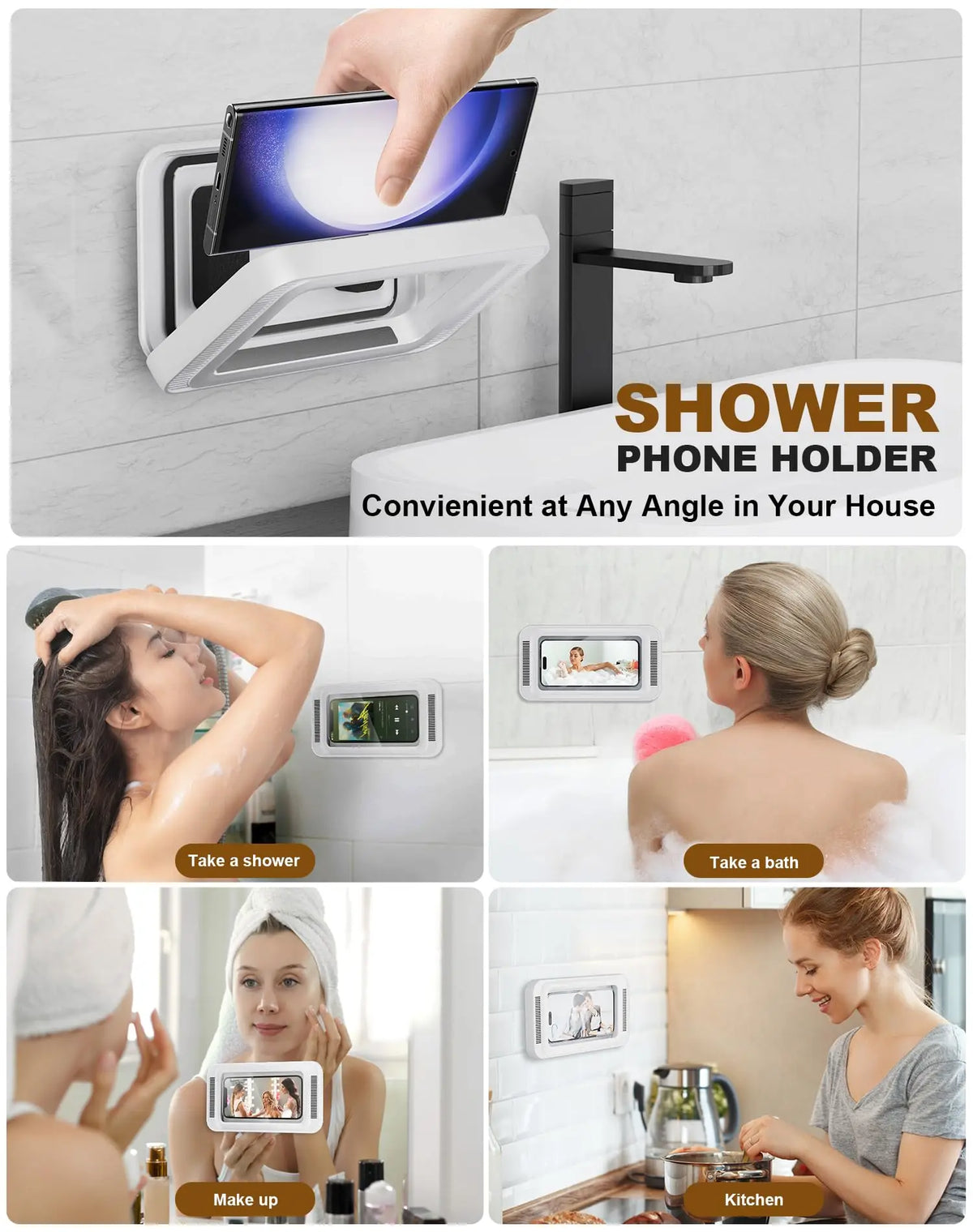 Rotating Wall-Mounted Phone Holder with Enclosed Cover